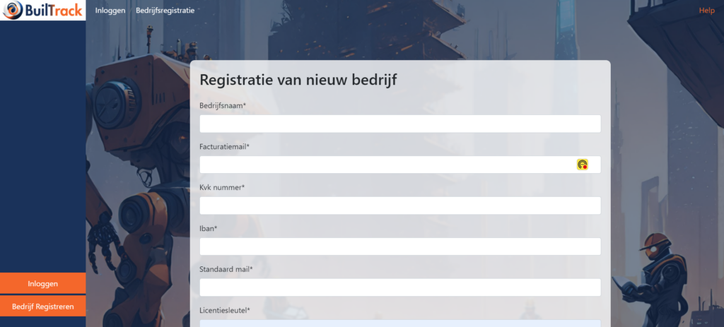 Bedrijf registratieproces